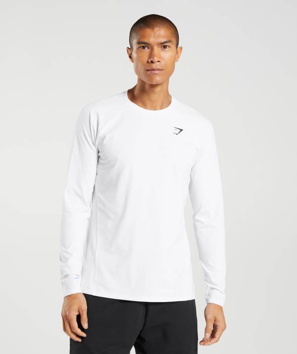 Panske Mikiny Gymshark Critical Long Sleeve Biele | JP1723065